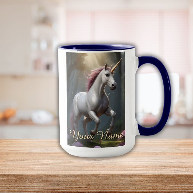Personalised White Unicorn Forest Mug (Personalized White Unicorn Forest Mug)