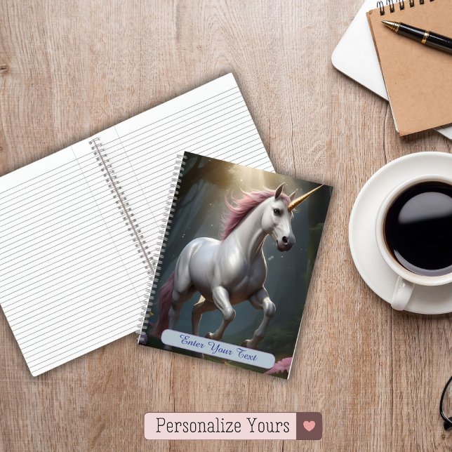 Personalised White Unicorn Forest Notebook (Personalized White Unicorn Forest Notebook)