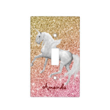 Personalised white unicorn pink and gold glam