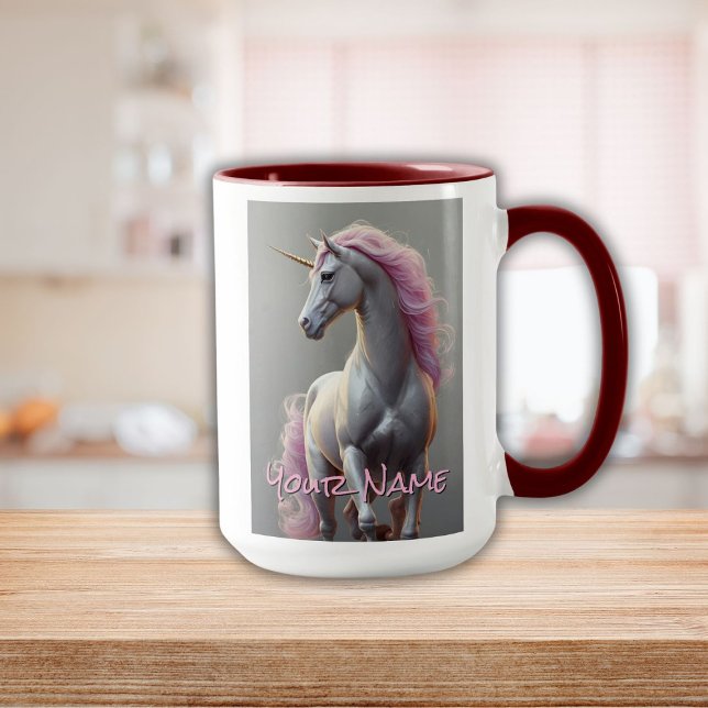 Personalised White Unicorn with Pink Mane Mug (Personalized White Unicorn with Pink Mane Mug)