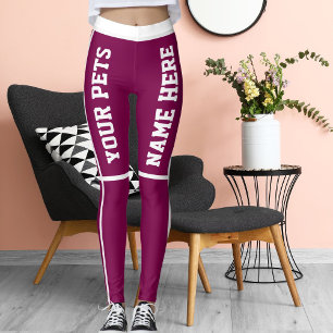 Personalised White Wine Stripes Pet Names Leggings