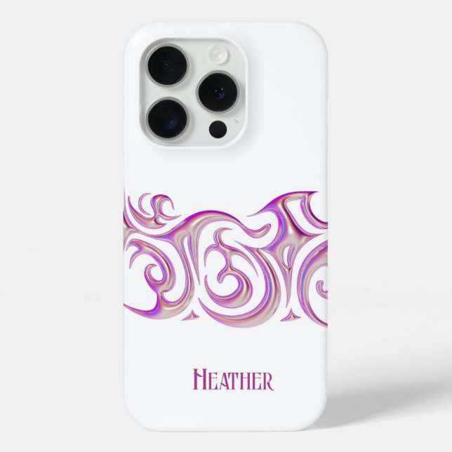 Personalised White with Pink 3D Chrome Case-Mate iPhone Case (Back)