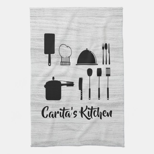 Personalised White Wood Texture Kitchen Towels (Vertical)