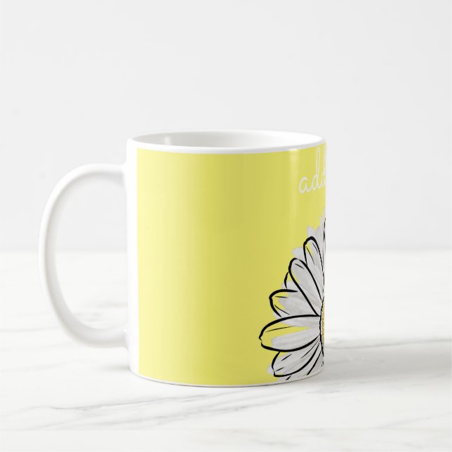 Personalised White & Yellow Daisy Coffee Mug  (Left)