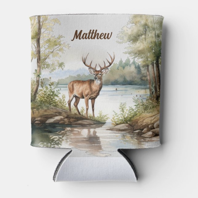 Personalised Whitetail deer can cooler (Front)