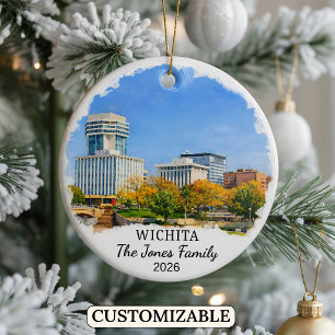 Personalised Wichita Ornament, Custom Kansas Ceramic Tree Decoration