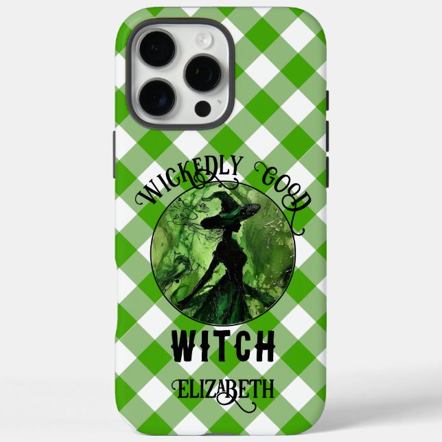 Personalised Wickedly Good Witch Green Gingham Case-Mate iPhone Case (Back)