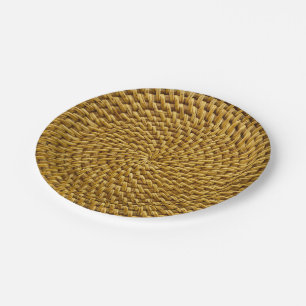 Personalised Wicker Look Bohemian Boho  Paper Plat Plate