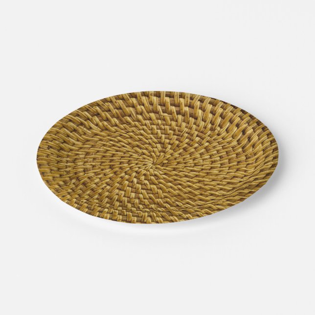 Personalised Wicker Look Bohemian Boho  Paper Plat Plate (Angled)