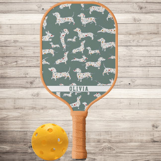 Personalised Wiener Dog, Sausage Dog Boho Flower Pickleball Paddle
