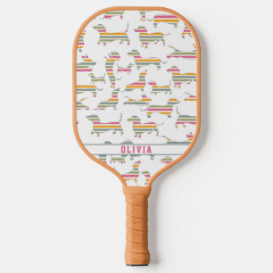 Personalised Wiener Dog, Sausage Dog Colourful Pickleball Paddle
