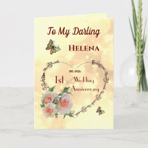 Personalised Wife 1st Anniversary Greeting Card