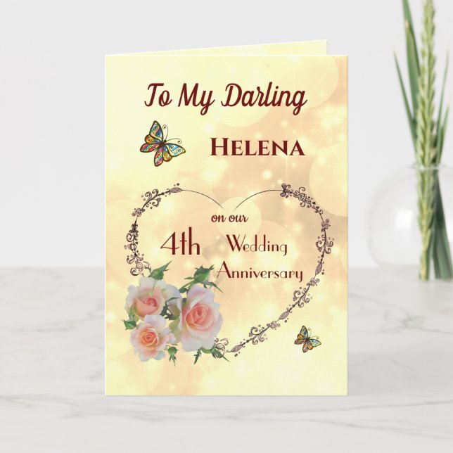 Personalised Wife 4th Anniversary Greeting Card (Front)