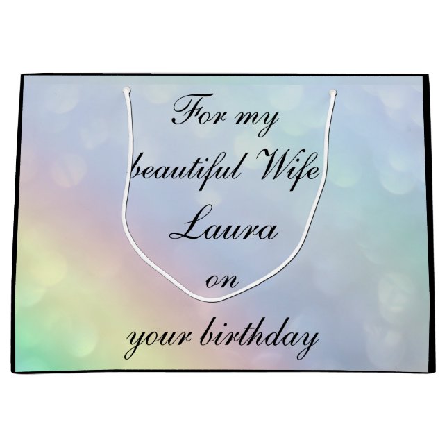 Personalised Wife Birthday Large Gift Bag (Front)
