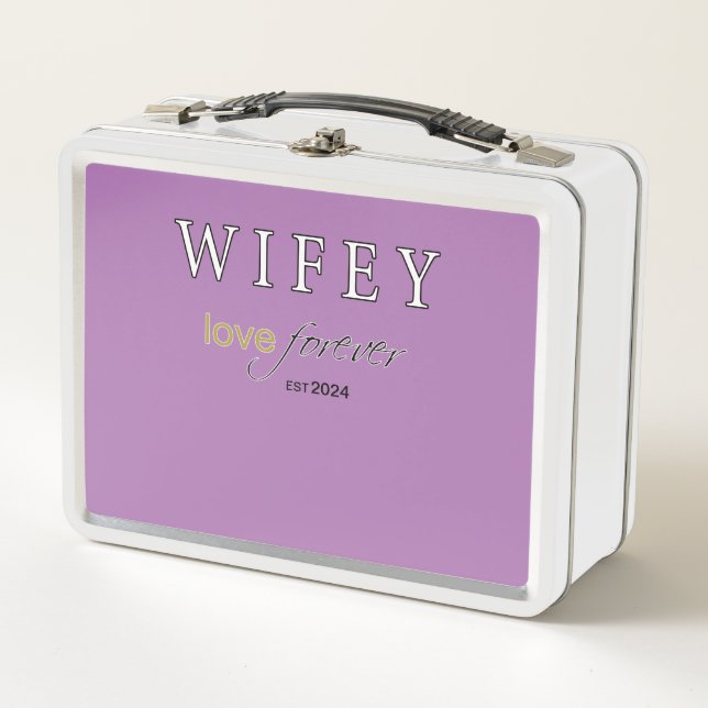 Personalised Wifey eternal Love registration date Metal Lunch Box (Front)