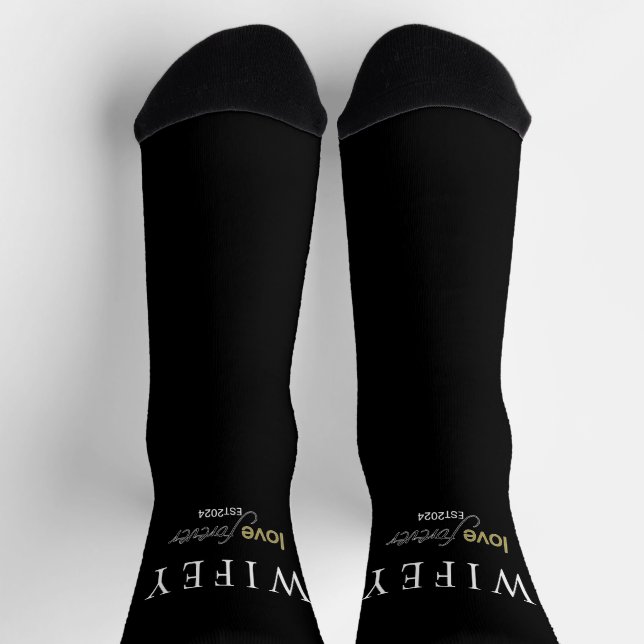 Personalised Wifey eternal Love registration date Socks (Top)