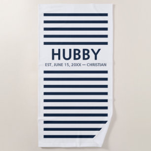Personalised Wifey & Hubby Est. 2026 Beach Towel
