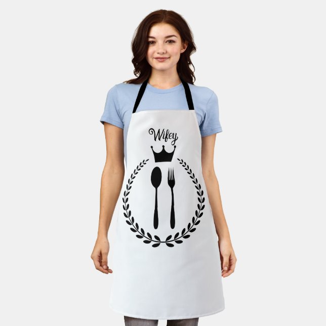 Personalised Wife'y Kitchen Apron (Worn)