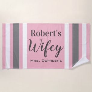 Personalised "Wifey" Newlyweds Beach Towel