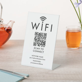 Personalised Wifi Password and Network QR Code Pedestal Sign