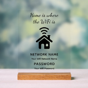 Personalised Wifi Password & Network for Guests  Acrylic Sign