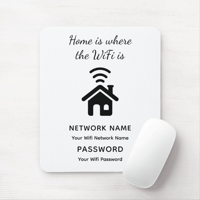 Personalised Wifi Password & Network for Guests  Mouse Mat (With Mouse)