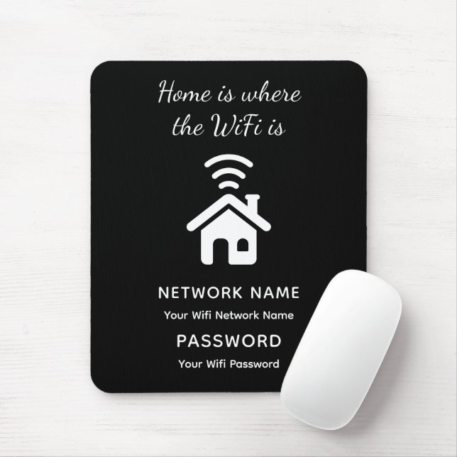 Personalised Wifi Password & Network for Guests  Mouse Mat (With Mouse)
