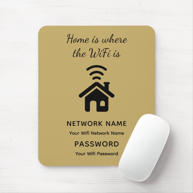 Personalised Wifi Password & Network for Guests  Mouse Mat (With Mouse)