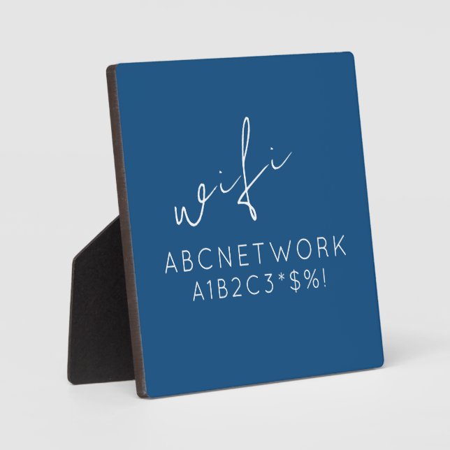 Personalised WiFi Password Sign Blue Plaque (Front)