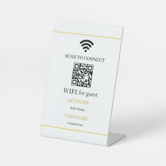 Personalised WiFi QR Code Network Display Pedestal Sign (Front)