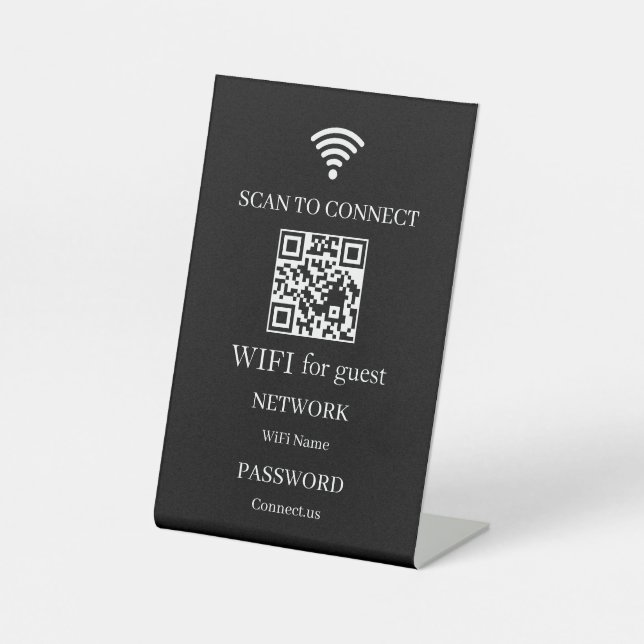 Personalised WiFi QR Code Network Display Pedestal Sign (Front)