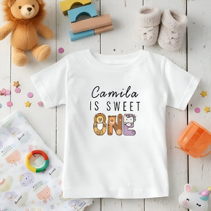 Personalised Wild Animal Sweet One  1st Birthday Baby T-Shirt