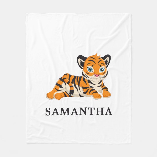 Personalised Wild Jungle Safari Tiger Fleece Blanket (Front)