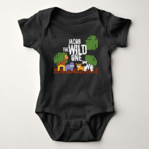 Personalised WILD ONE Blue Safari 1st Birthday Baby Bodysuit