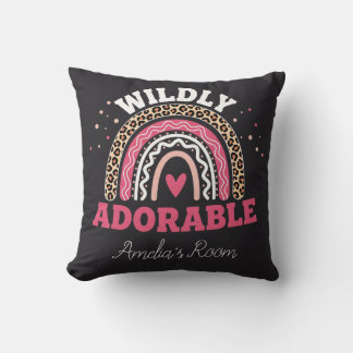 Personalised Wild One Boho Leopard Rainbow Throw Cushion