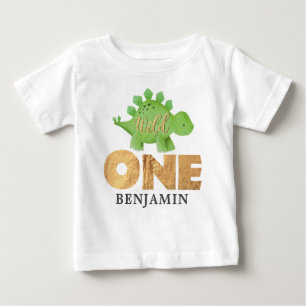 Personalised WILD ONE Dinosaur First Birthday  Bab Baby T-Shirt