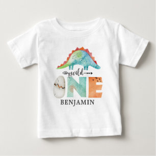 Personalised Wild ONE Dinosaur First Birthday Baby T-Shirt