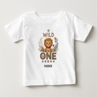 Personalised Wild One First Baby Birthday Lion T-Shirt