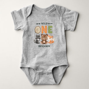 Personalised WILD ONE First Forest Birthday Baby Bodysuit