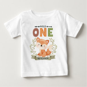 Personalised WILD ONE First Forest Fox Baby T-Shirt