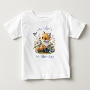 Personalised WILD ONE First Forest Fox Baby T-Shirt