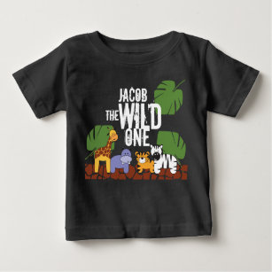 Personalised WILD ONE Green Safari 1st Birthday Baby T-Shirt