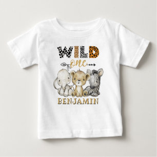 Personalised WILD ONE Jungle First Birthday Baby T-Shirt