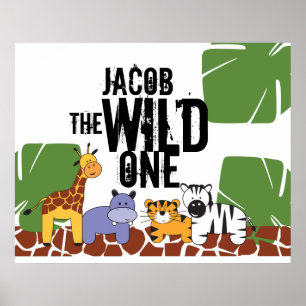 Personalised Wild One Poster, Safari Animals Poster