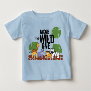 Personalised WILD ONE Safari blue First Birthday Baby T-Shirt