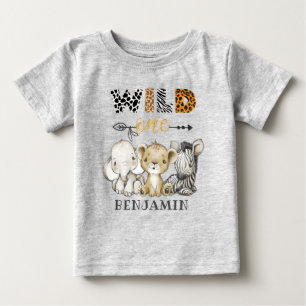 Personalised WILD ONE Safari First Birthday Baby T-Shirt