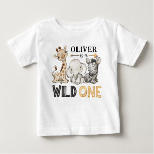 Personalised WILD ONE Safari First Birthday Baby T-Shirt