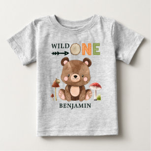 Personalised WILD ONE Woodland First Birthday Baby Baby T-Shirt