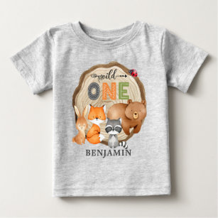 Personalised WILD ONE Woodland First Birthday Baby Baby T-Shirt