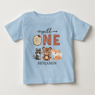 Personalised WILD ONE Woodland First Birthday Baby T-Shirt